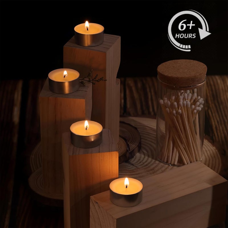 Devi 6 Hour Soy Wax White Tea Lights Candles 100 Pack Paraffin-Free, Soy Tealight Votive Candles Bulk-6 Hours Long Burning, Unscented Small Tea Lights for Home Weeding Decor - Image 2